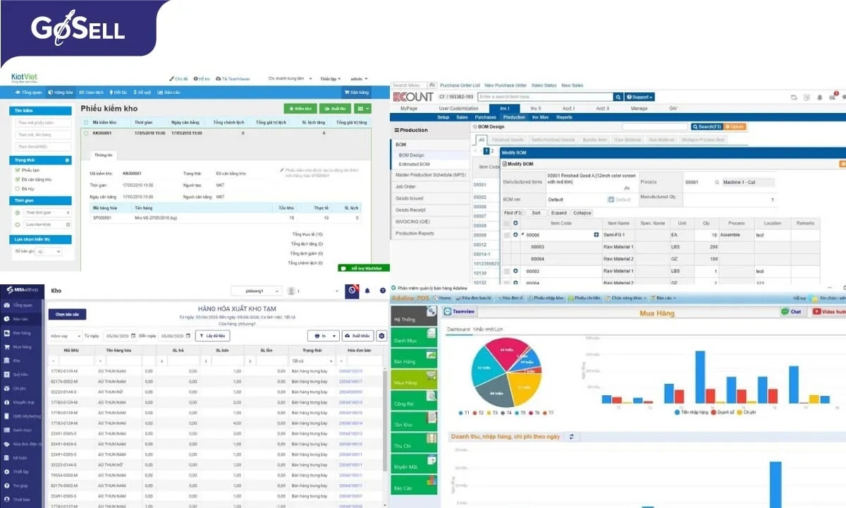 Phần mềm quản lý tồn kho Gosell